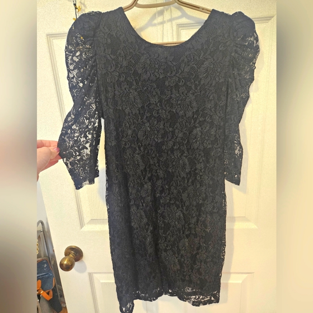 Elegant Black Sandro Lace Dress